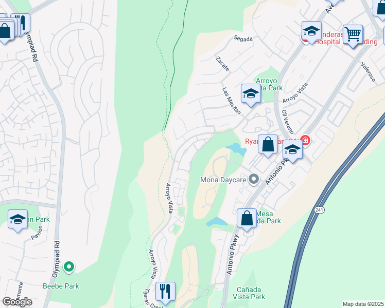 map of restaurants, bars, coffee shops, grocery stores, and more near 22 Pinzon in Rancho Santa Margarita