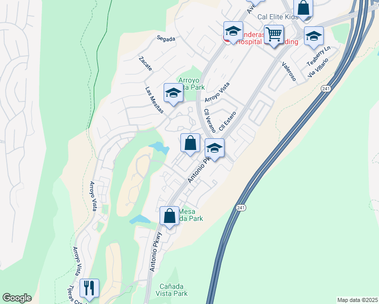 map of restaurants, bars, coffee shops, grocery stores, and more near 12 Vía Alivio in Rancho Santa Margarita