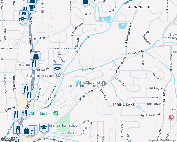 map of restaurants, bars, coffee shops, grocery stores, and more near 1333 Orlando Circle Northeast in Birmingham