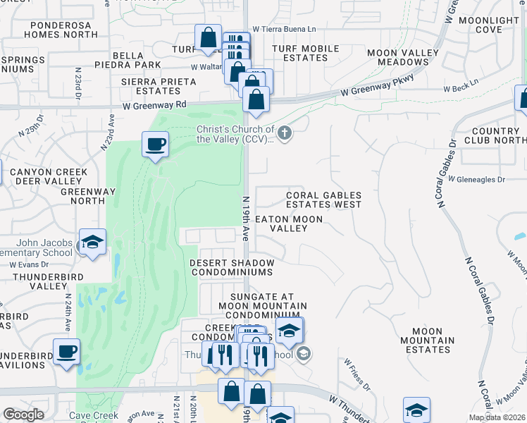 map of restaurants, bars, coffee shops, grocery stores, and more near 1807 North 17th Avenue in Phoenix