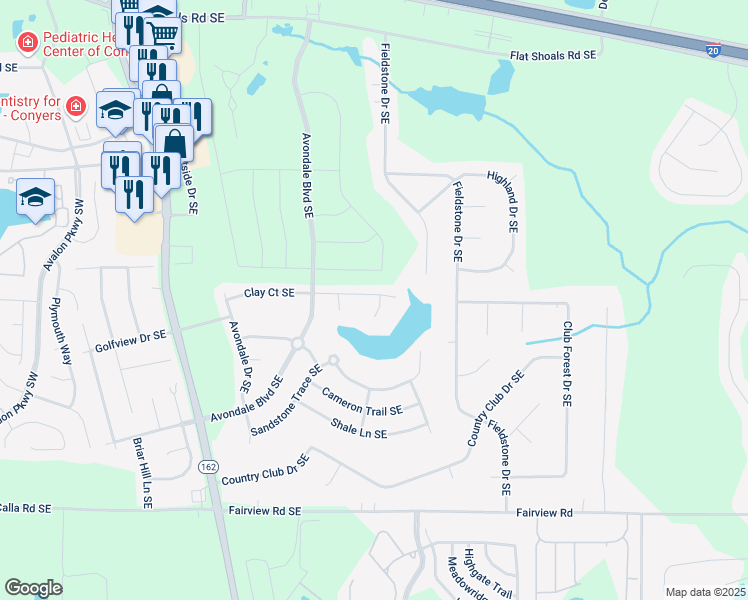 map of restaurants, bars, coffee shops, grocery stores, and more near 4205 Dale Cove Southeast in Conyers