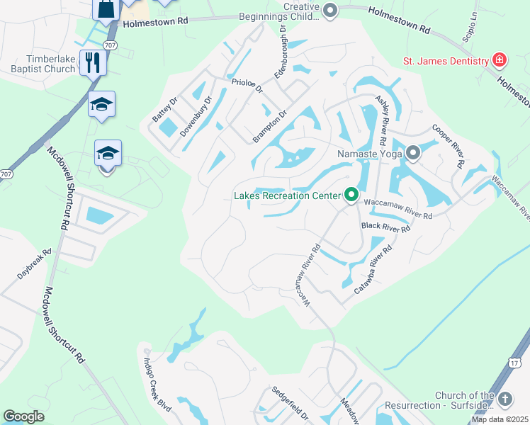 map of restaurants, bars, coffee shops, grocery stores, and more near 615 Broad River Road in Myrtle Beach