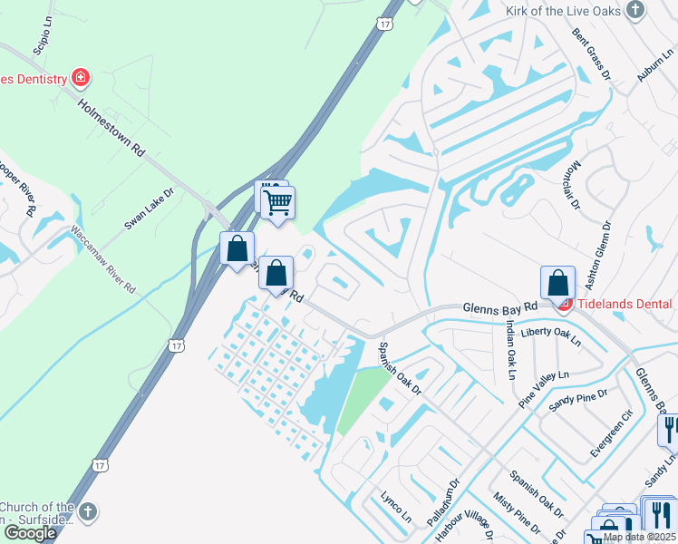 map of restaurants, bars, coffee shops, grocery stores, and more near 8562 Hopkins Circle in Myrtle Beach