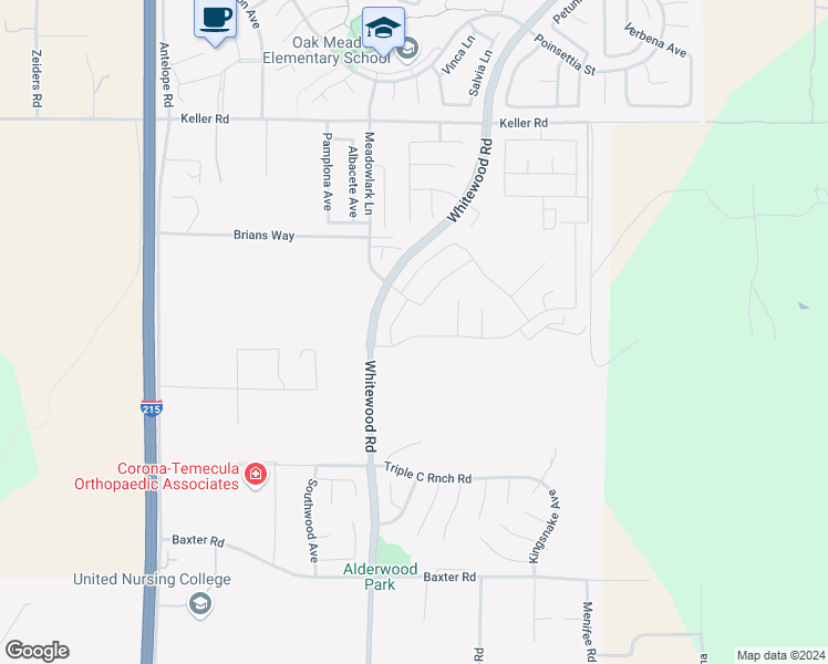 map of restaurants, bars, coffee shops, grocery stores, and more near 28520 Clearview Street in Murrieta