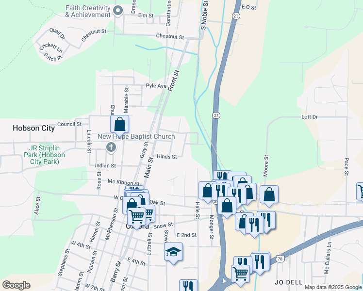 map of restaurants, bars, coffee shops, grocery stores, and more near 120 Williamson Avenue in Oxford