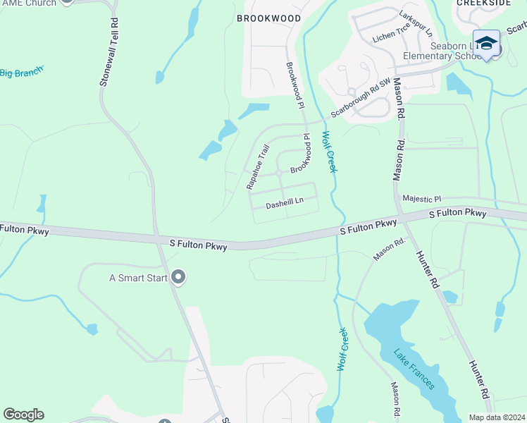 map of restaurants, bars, coffee shops, grocery stores, and more near 576 Dasheill Lane in Atlanta