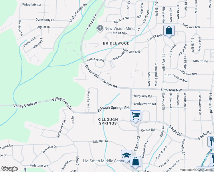 map of restaurants, bars, coffee shops, grocery stores, and more near 1237 Lynn Acres Drive in Birmingham