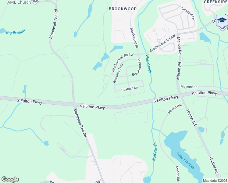 map of restaurants, bars, coffee shops, grocery stores, and more near 5160 Rapahoe Trail in Atlanta