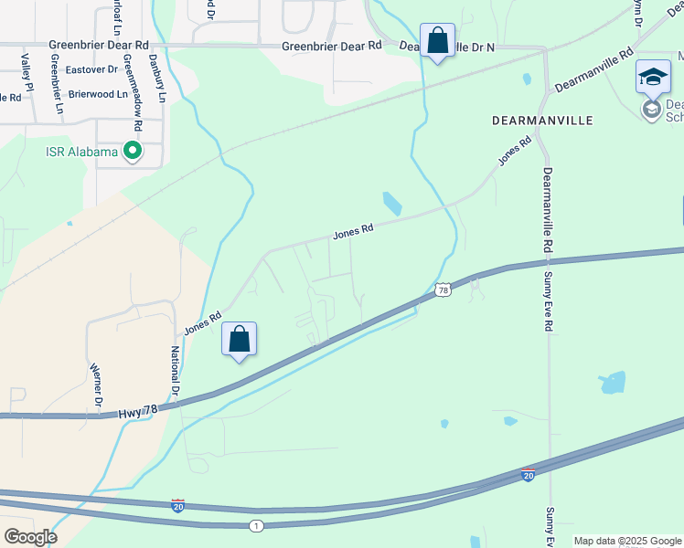 map of restaurants, bars, coffee shops, grocery stores, and more near 109 Fayrene Lane in Anniston