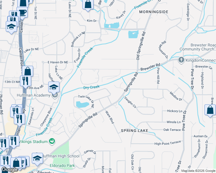map of restaurants, bars, coffee shops, grocery stores, and more near 23 Town and Country Circle in Birmingham