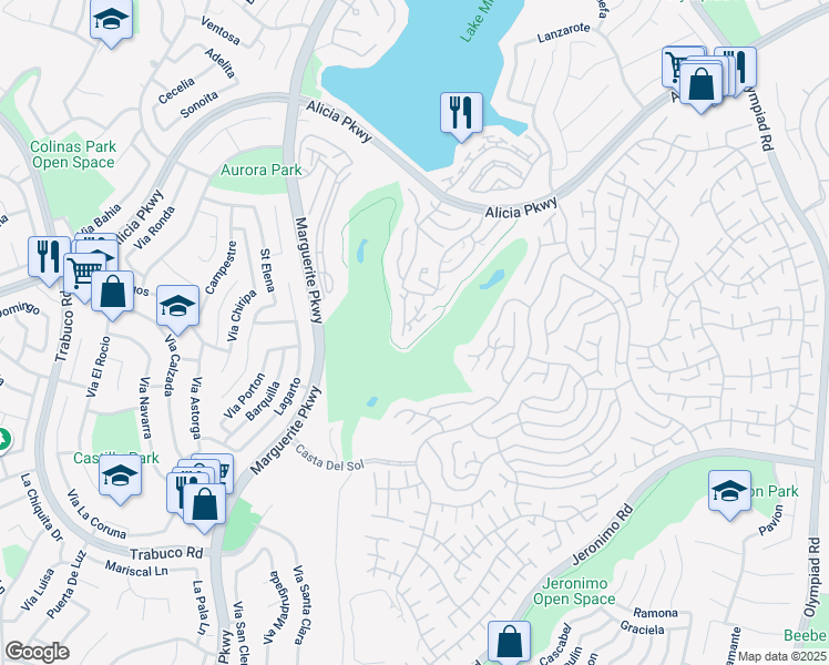 map of restaurants, bars, coffee shops, grocery stores, and more near 23552 Bermuda Dunes in Mission Viejo