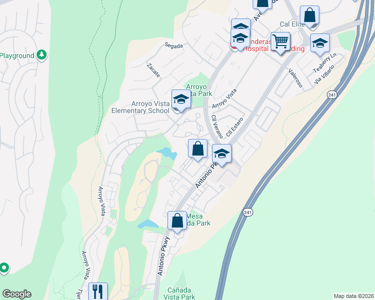 map of restaurants, bars, coffee shops, grocery stores, and more near 296 Pasto Rico in Rancho Santa Margarita