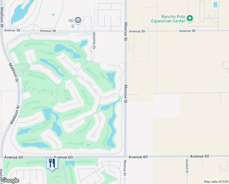 map of restaurants, bars, coffee shops, grocery stores, and more near 58923 Jerez in La Quinta