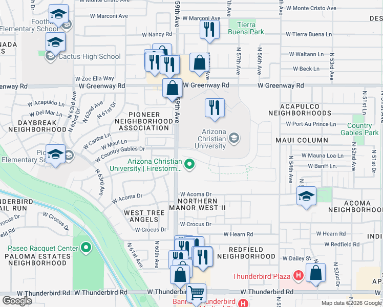 map of restaurants, bars, coffee shops, grocery stores, and more near in Glendale