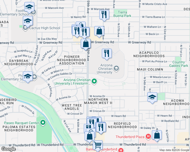 map of restaurants, bars, coffee shops, grocery stores, and more near in Glendale