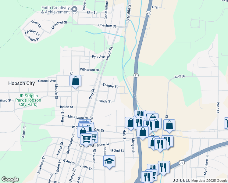 map of restaurants, bars, coffee shops, grocery stores, and more near 112 Williamson Avenue in Oxford