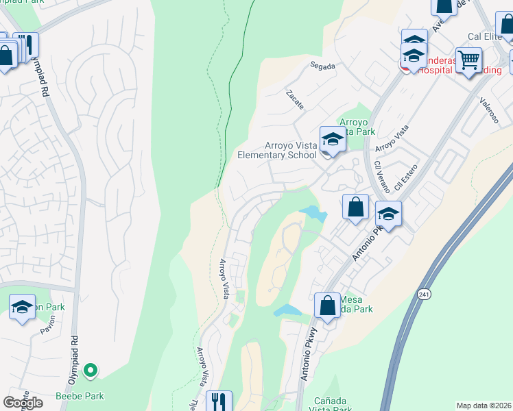 map of restaurants, bars, coffee shops, grocery stores, and more near 41 Alondra in Rancho Santa Margarita