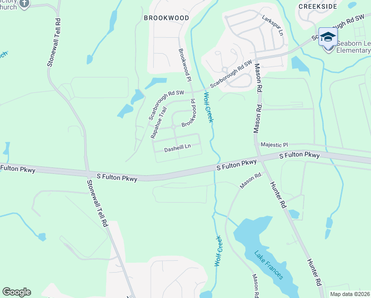 map of restaurants, bars, coffee shops, grocery stores, and more near 5138 Rapahoe Trail in Atlanta