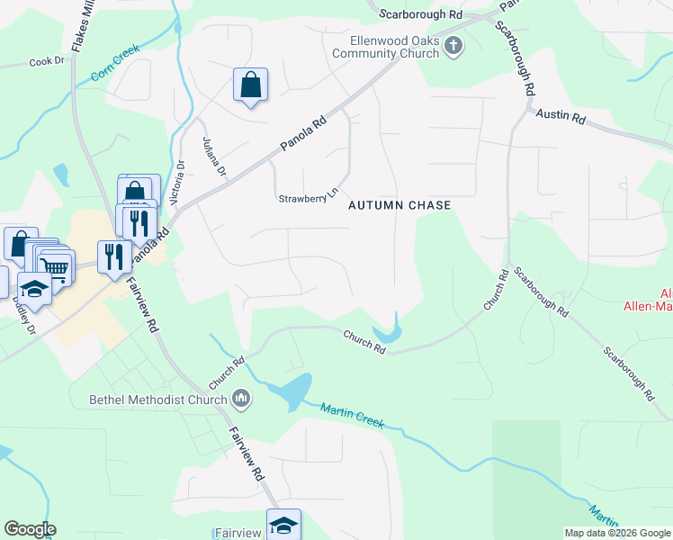 map of restaurants, bars, coffee shops, grocery stores, and more near 227 Fairfield Drive in Ellenwood
