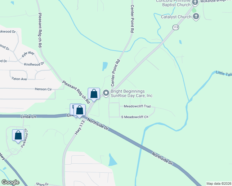 map of restaurants, bars, coffee shops, grocery stores, and more near 657 Georgia 113 in Carrollton