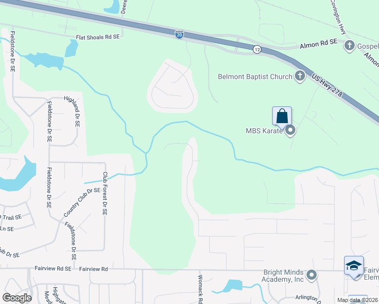 map of restaurants, bars, coffee shops, grocery stores, and more near 335 Flowers Drive in Covington