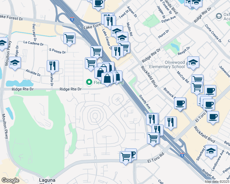 map of restaurants, bars, coffee shops, grocery stores, and more near 2231 Via Puerta in Laguna Woods