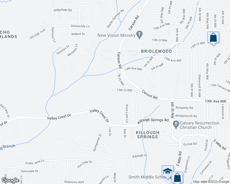 map of restaurants, bars, coffee shops, grocery stores, and more near 745 13th Court Northwest in Center Point