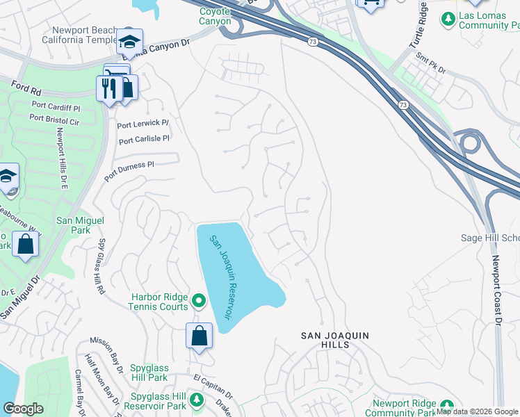 map of restaurants, bars, coffee shops, grocery stores, and more near 7 Vincennes in Newport Beach