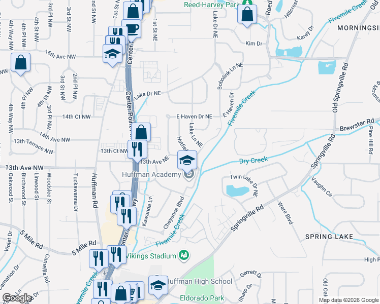 map of restaurants, bars, coffee shops, grocery stores, and more near 1305 Hatfield Lane in Birmingham