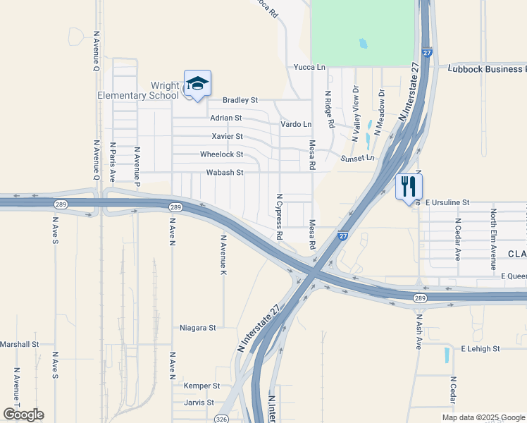 map of restaurants, bars, coffee shops, grocery stores, and more near 914 Tulane St in Lubbock