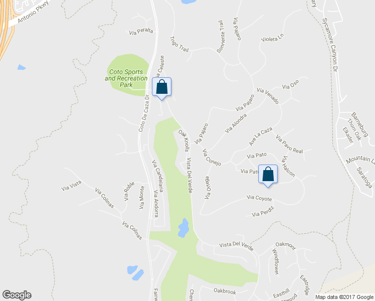 map of restaurants, bars, coffee shops, grocery stores, and more near 2 Oak Knolls in Trabuco Canyon