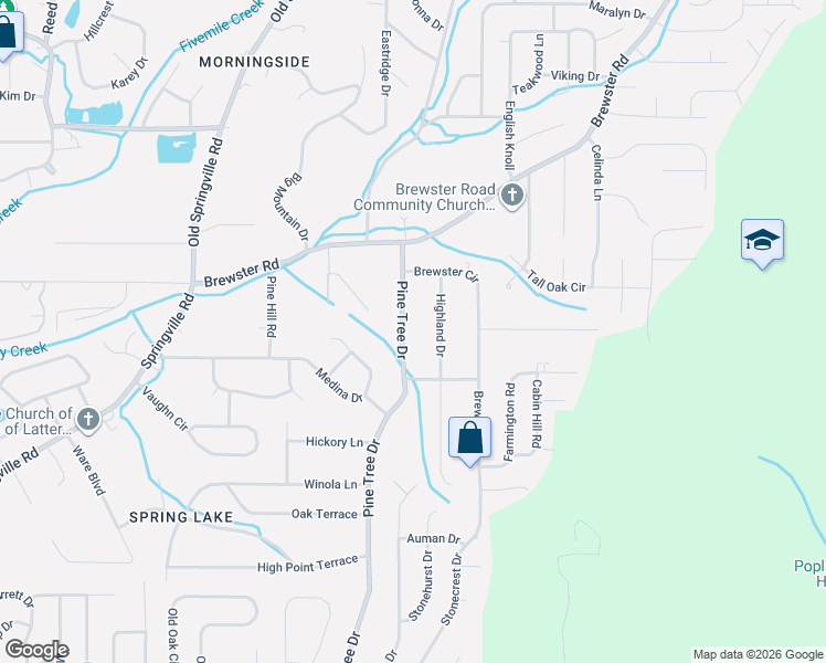 map of restaurants, bars, coffee shops, grocery stores, and more near 1529 Pine Tree Drive in Birmingham