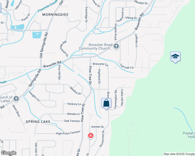 map of restaurants, bars, coffee shops, grocery stores, and more near 1529 Pine Tree Drive in Birmingham