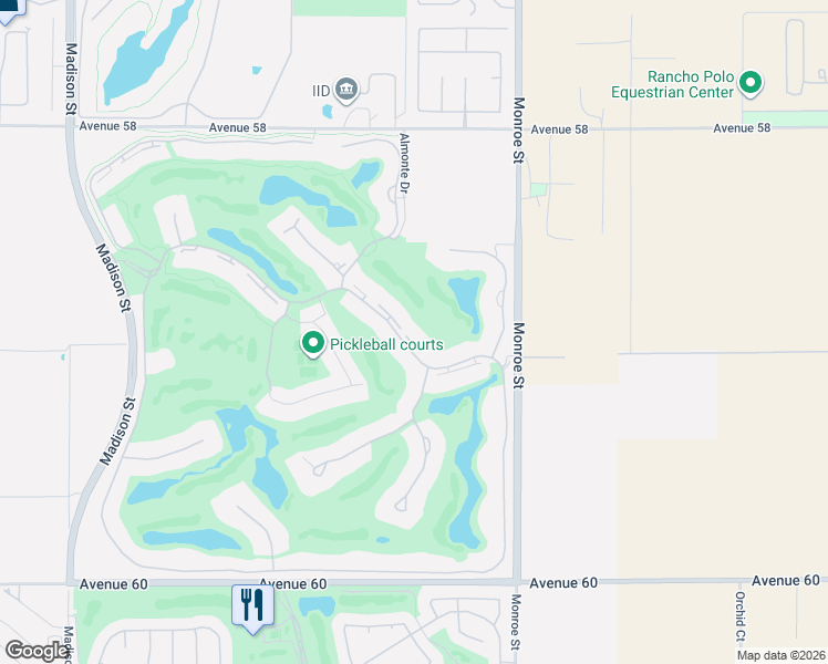 map of restaurants, bars, coffee shops, grocery stores, and more near 81738 Andalusia in La Quinta