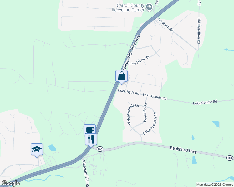 map of restaurants, bars, coffee shops, grocery stores, and more near 2761 Carrollton Villa Rica Highway in Carrollton