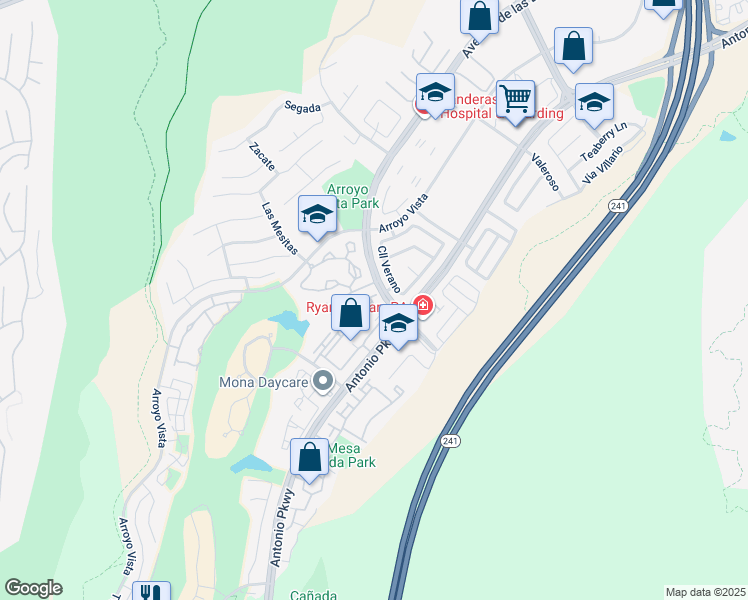 map of restaurants, bars, coffee shops, grocery stores, and more near 2 Vía Contento in Rancho Santa Margarita