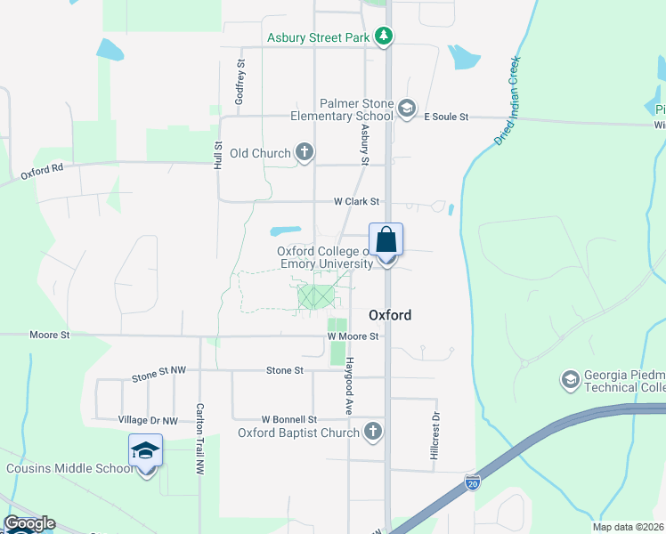 map of restaurants, bars, coffee shops, grocery stores, and more near 780 Haygood Avenue in Oxford