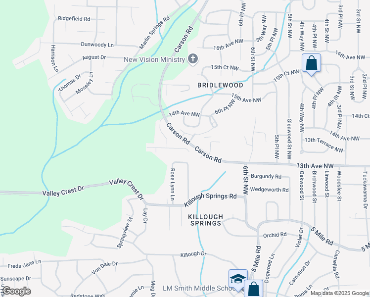 map of restaurants, bars, coffee shops, grocery stores, and more near 705 13th Court Northwest in Center Point