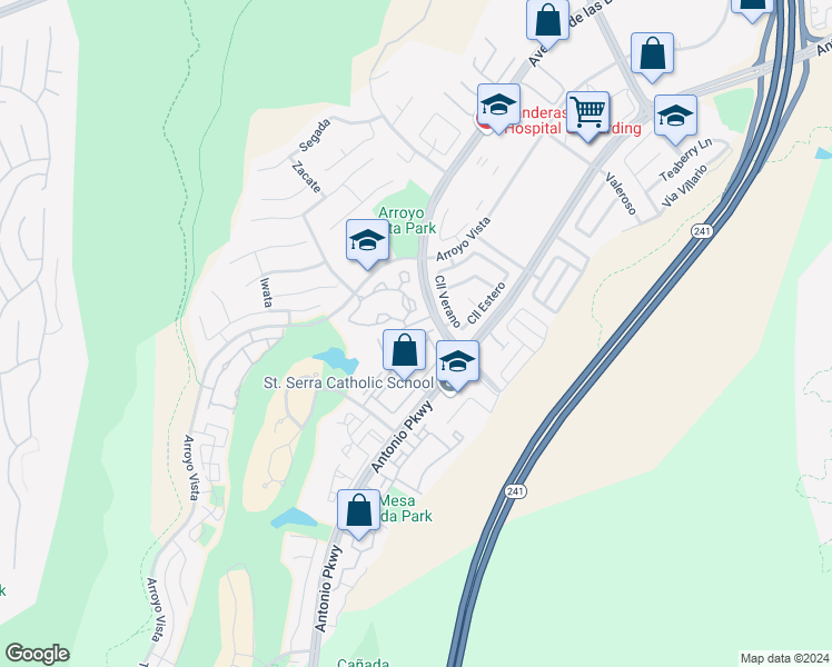 map of restaurants, bars, coffee shops, grocery stores, and more near 2 Vía Ermitas in Rancho Santa Margarita