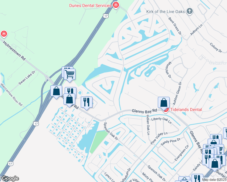 map of restaurants, bars, coffee shops, grocery stores, and more near 141 Kessinger Drive in Myrtle Beach