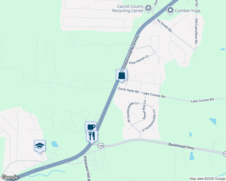 map of restaurants, bars, coffee shops, grocery stores, and more near 2744 Carrollton Villa Rica Hwy in Carrollton