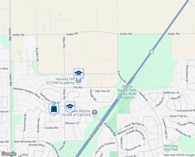 map of restaurants, bars, coffee shops, grocery stores, and more near 34204 Aspen Alley in Winchester