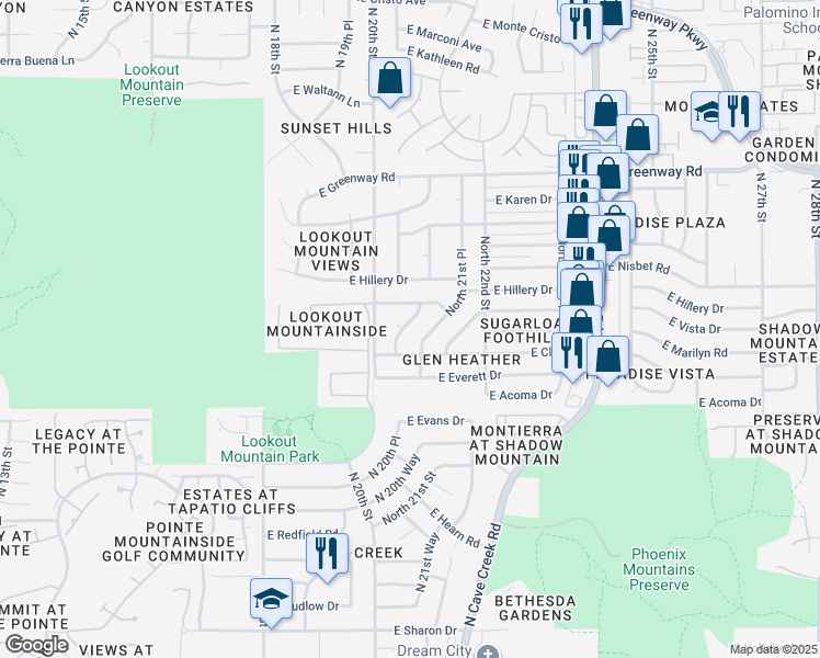 map of restaurants, bars, coffee shops, grocery stores, and more near 14831 North 21st Street in Phoenix