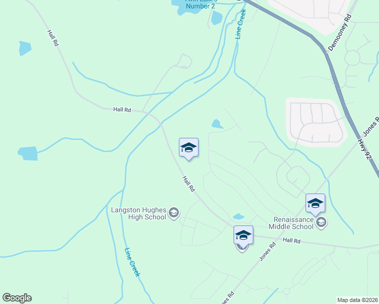 map of restaurants, bars, coffee shops, grocery stores, and more near 7505 Hall Road in Fairburn