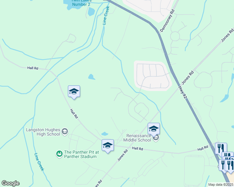 map of restaurants, bars, coffee shops, grocery stores, and more near 635 Sorrel Drive in Fairburn