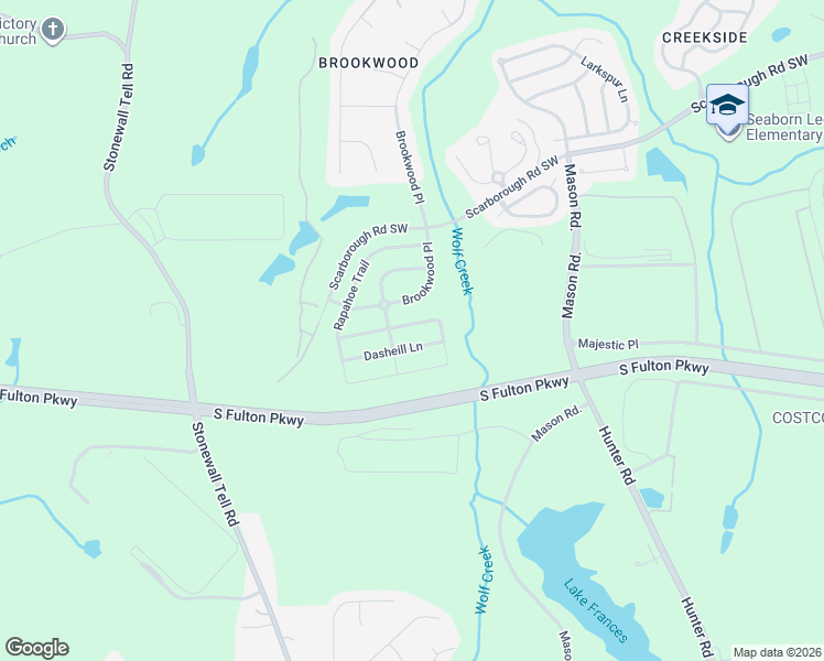 map of restaurants, bars, coffee shops, grocery stores, and more near 5138 Rapahoe Trail in Atlanta