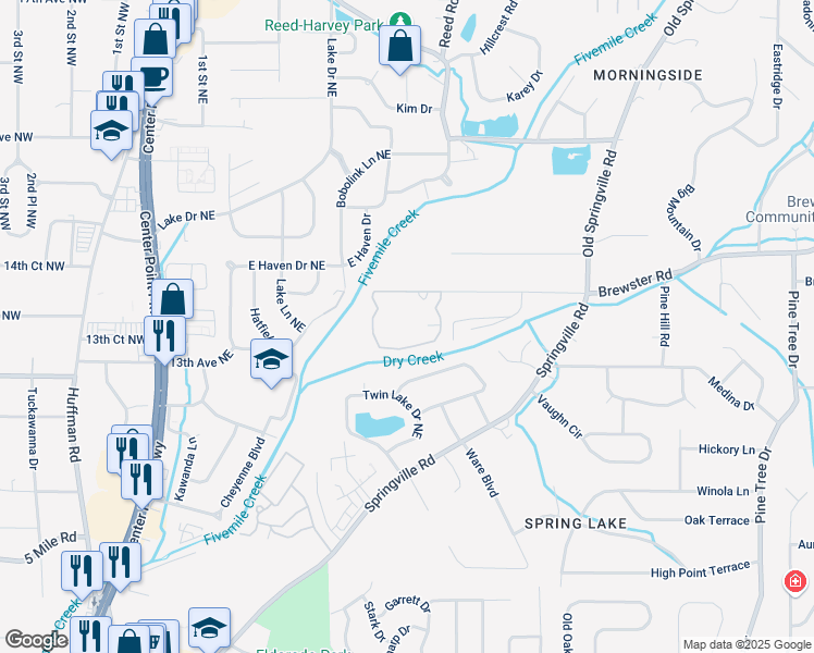 map of restaurants, bars, coffee shops, grocery stores, and more near 659 Earline Circle in Birmingham
