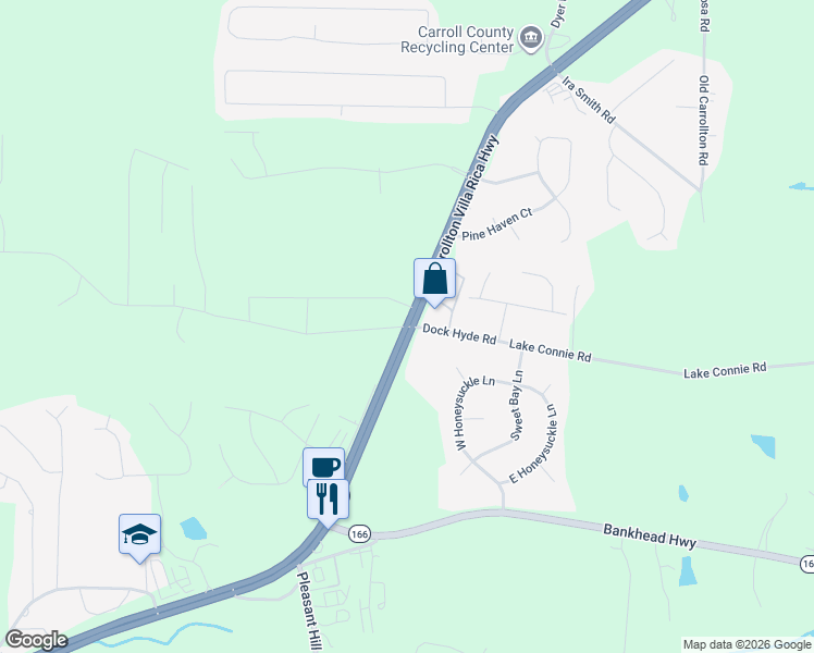 map of restaurants, bars, coffee shops, grocery stores, and more near 2761 Carrollton Villa Rica Highway in Carrollton