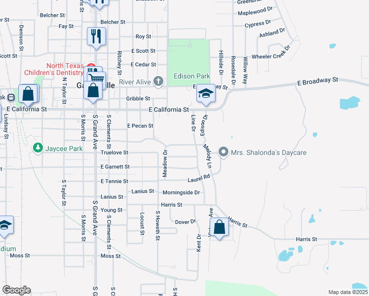 map of restaurants, bars, coffee shops, grocery stores, and more near 1717 Heather Road in Gainesville