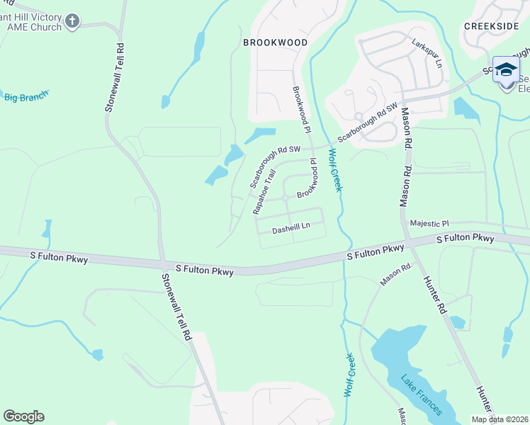 map of restaurants, bars, coffee shops, grocery stores, and more near 5161 Rapahoe Trail in Atlanta